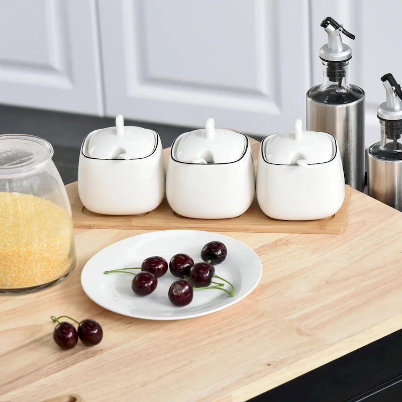 Îlot de cuisine roulant avec plateau à abattant, 3 tiroirs, armoire à 2 portes et étagère à épices — Noir