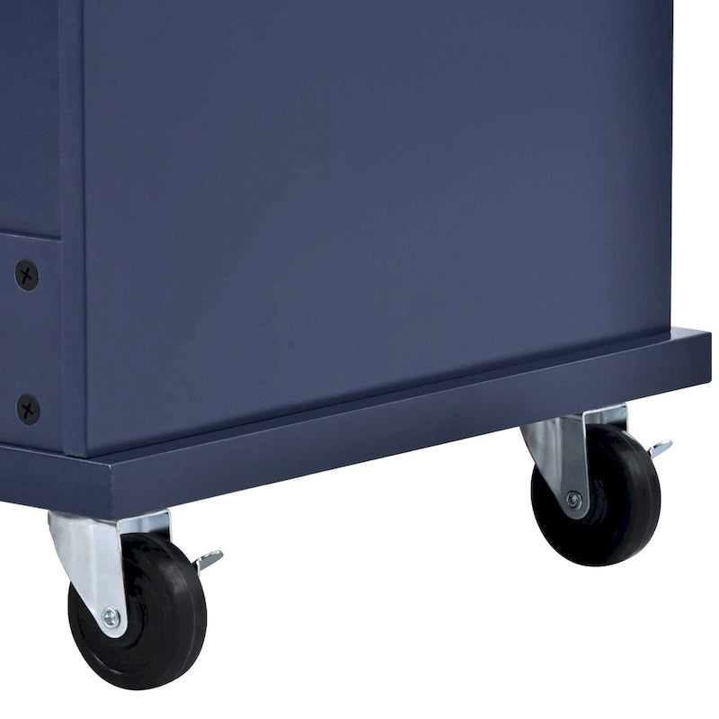 Chariot d'îlot de cuisine avec emplacement micro-ondes, 2 tiroirs, étagère à épices et roulettes verrouillables