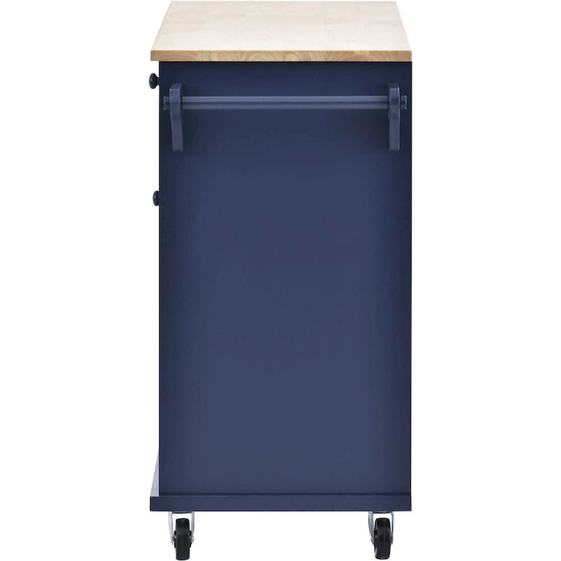 Chariot d'îlot de cuisine avec emplacement micro-ondes, 2 tiroirs, étagère à épices et roulettes verrouillables