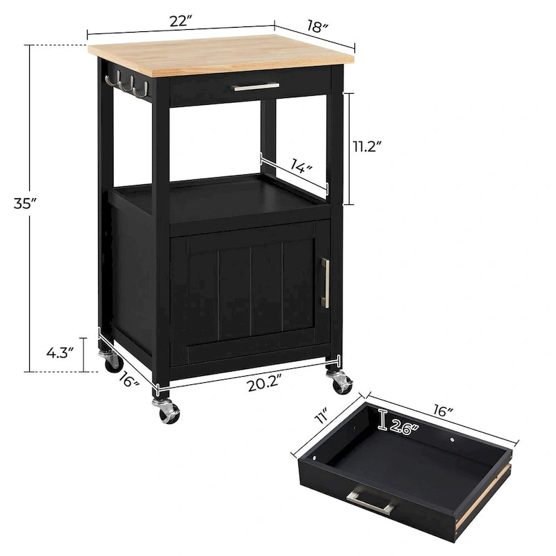 Meuble de rangement de cuisine à roulettes avec îlot et roulettes