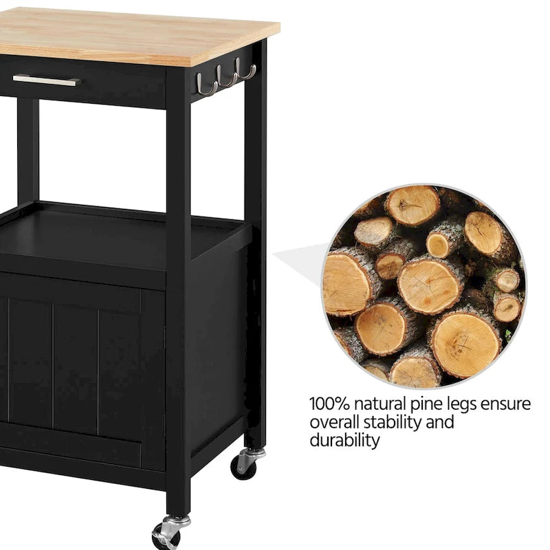 Meuble de rangement de cuisine à roulettes avec îlot et roulettes