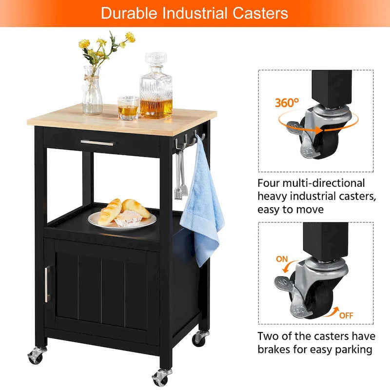 Meuble de rangement de cuisine à roulettes avec îlot et roulettes
