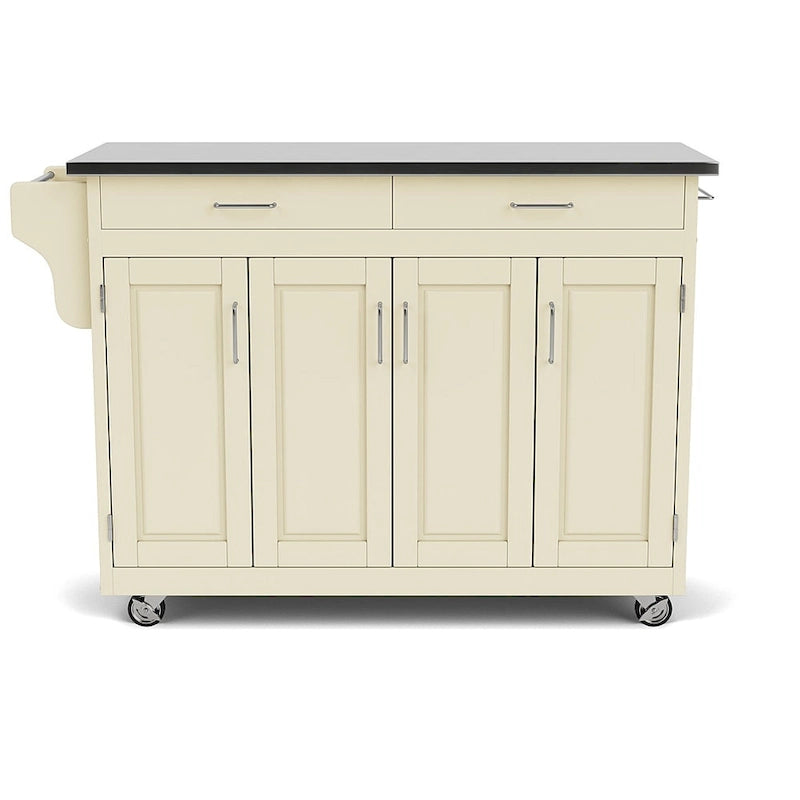 Chariot de cuisine blanc avec plateau en acier inoxydable