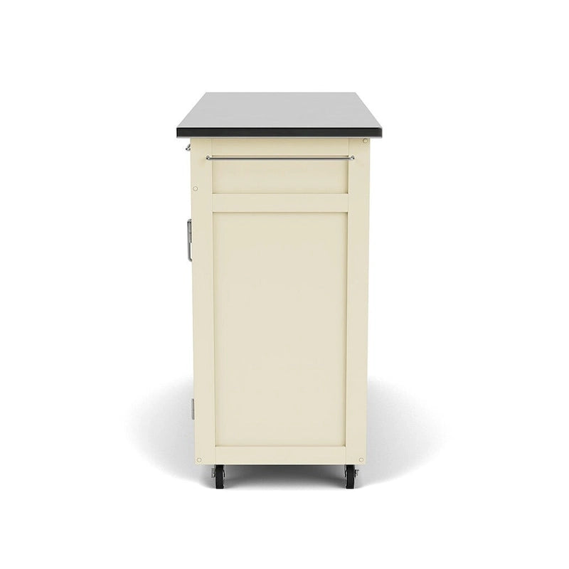 Chariot de cuisine blanc avec plateau en acier inoxydable