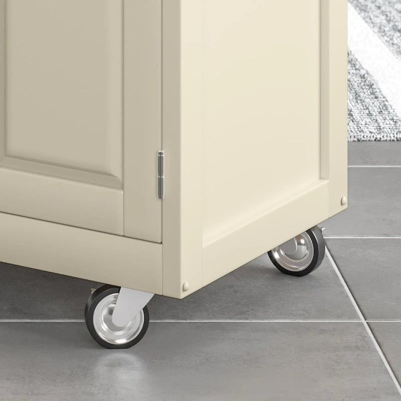 Chariot de cuisine blanc avec plateau en acier inoxydable
