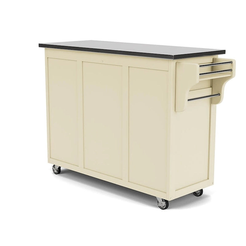 Chariot de cuisine blanc avec plateau en acier inoxydable