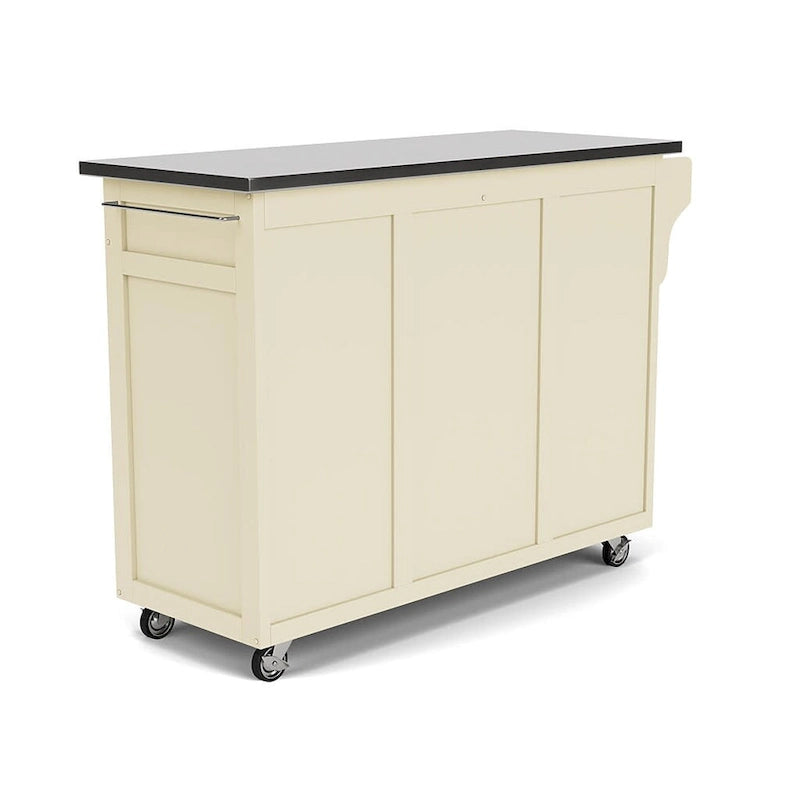 Chariot de cuisine blanc avec plateau en acier inoxydable