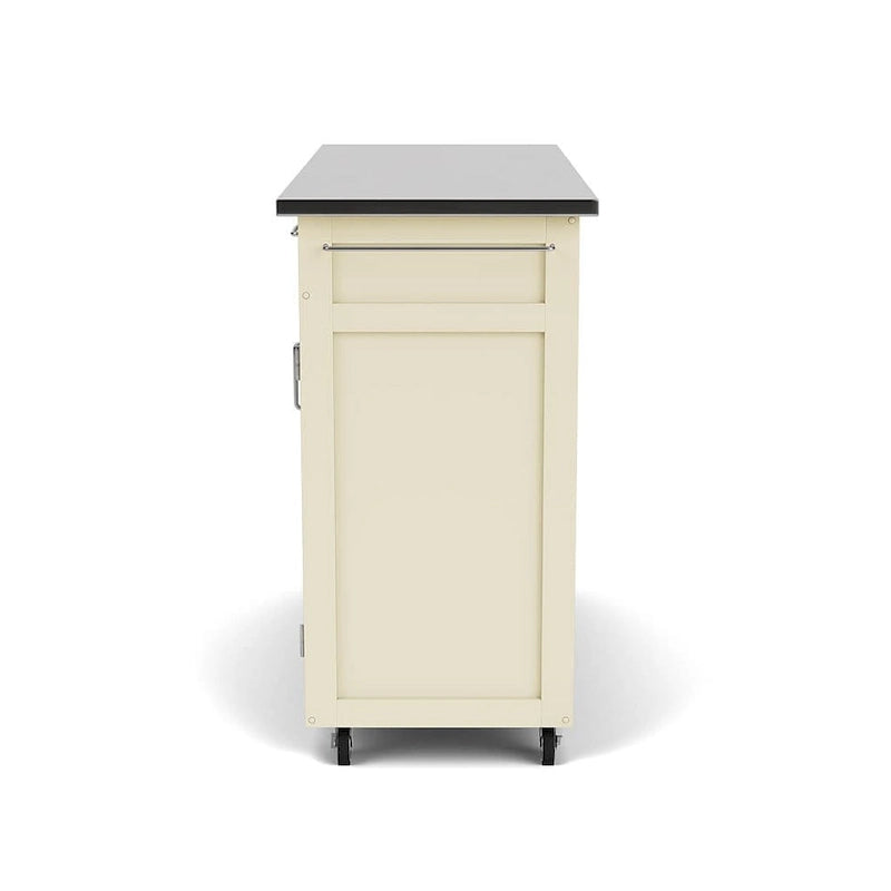 Chariot de cuisine blanc avec plateau en acier inoxydable