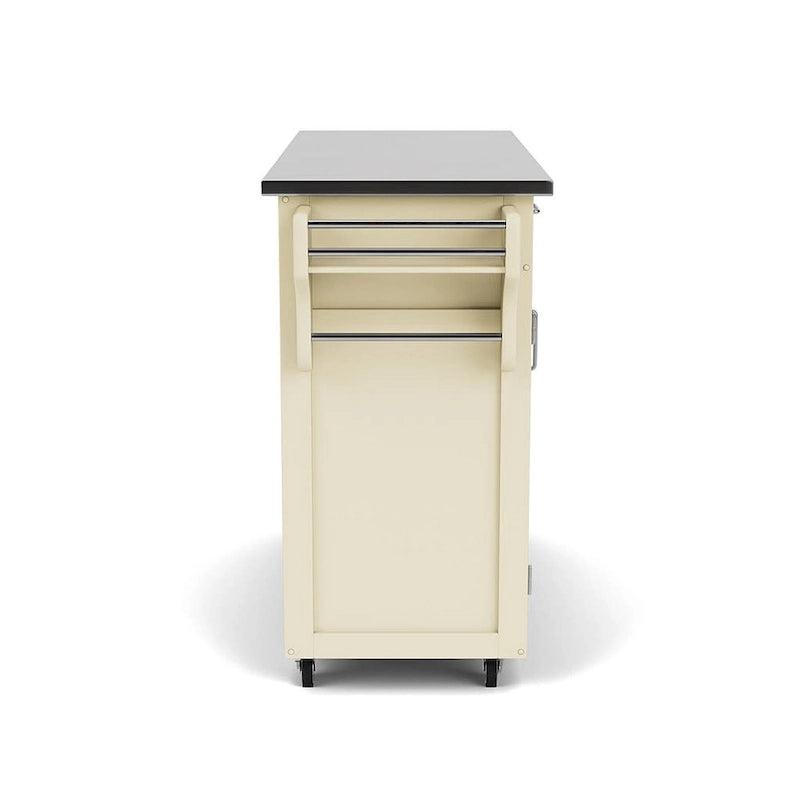 Chariot de cuisine blanc avec plateau en acier inoxydable