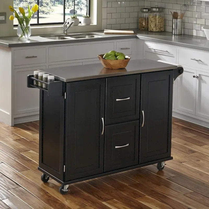 Dessertes de cuisine avec dessus en acier inoxydable et armoire de rangement – 53,5" larg. x 18" prof. x 36" haut.
