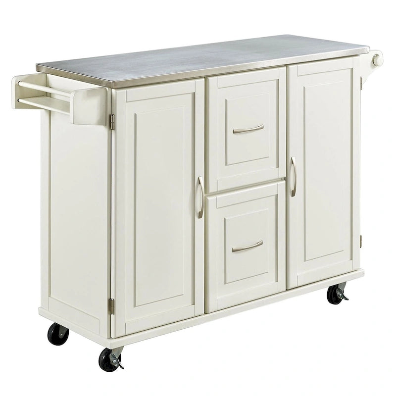 Dessertes de cuisine avec dessus en acier inoxydable et armoire de rangement – 53,5" larg. x 18" prof. x 36" haut.