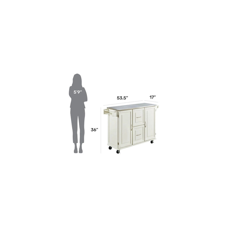 Dessertes de cuisine avec dessus en acier inoxydable et armoire de rangement – 53,5" larg. x 18" prof. x 36" haut.