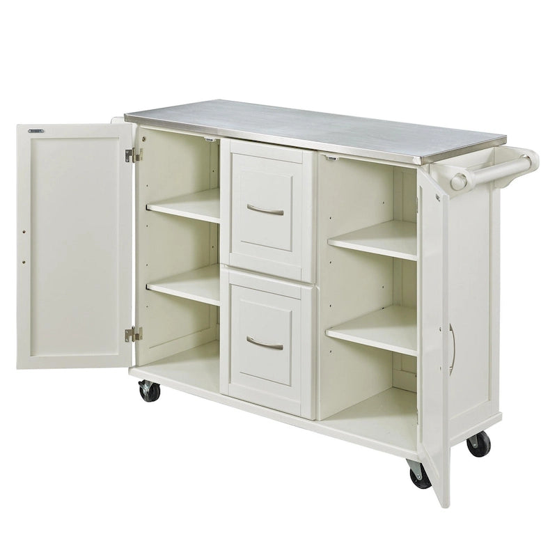 Dessertes de cuisine avec dessus en acier inoxydable et armoire de rangement – 53,5" larg. x 18" prof. x 36" haut.