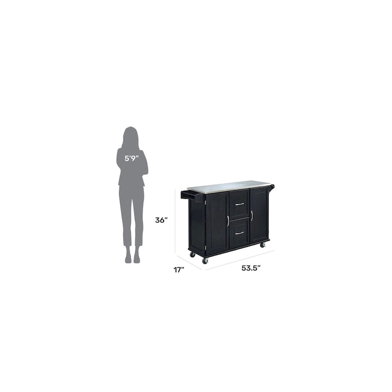 Dessertes de cuisine avec dessus en acier inoxydable et armoire de rangement – 53,5" larg. x 18" prof. x 36" haut.