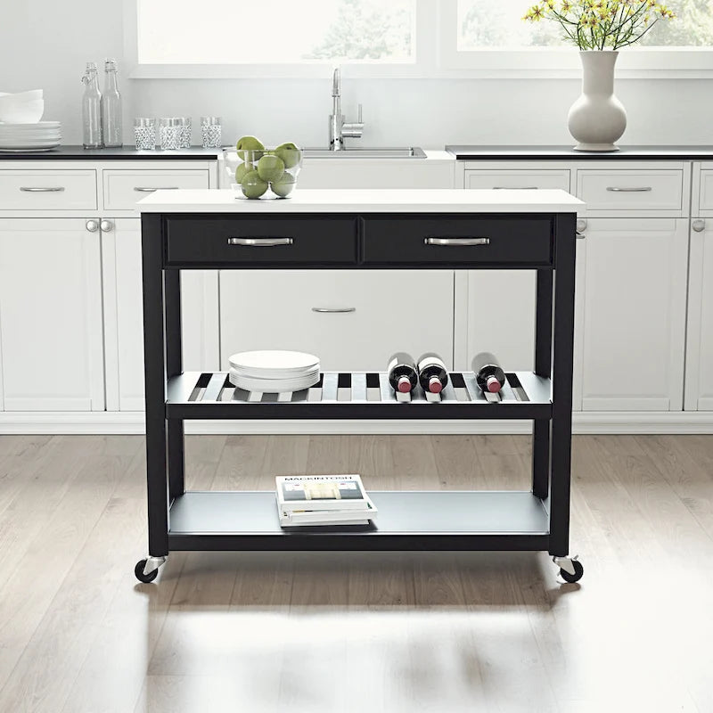 Crosley Full Size Granite Top Kitchen Prep Cart - 43W x 17D x 35H