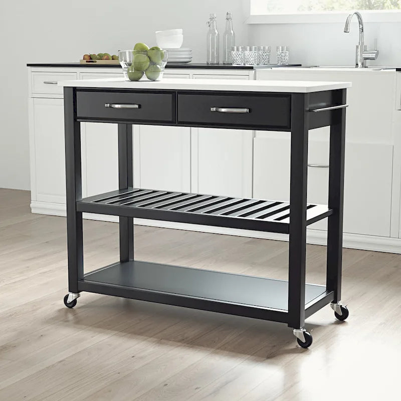 Desserte de cuisine en granit avec rangement – 109 cm (L) x 43 cm (P) x 89 cm (H)