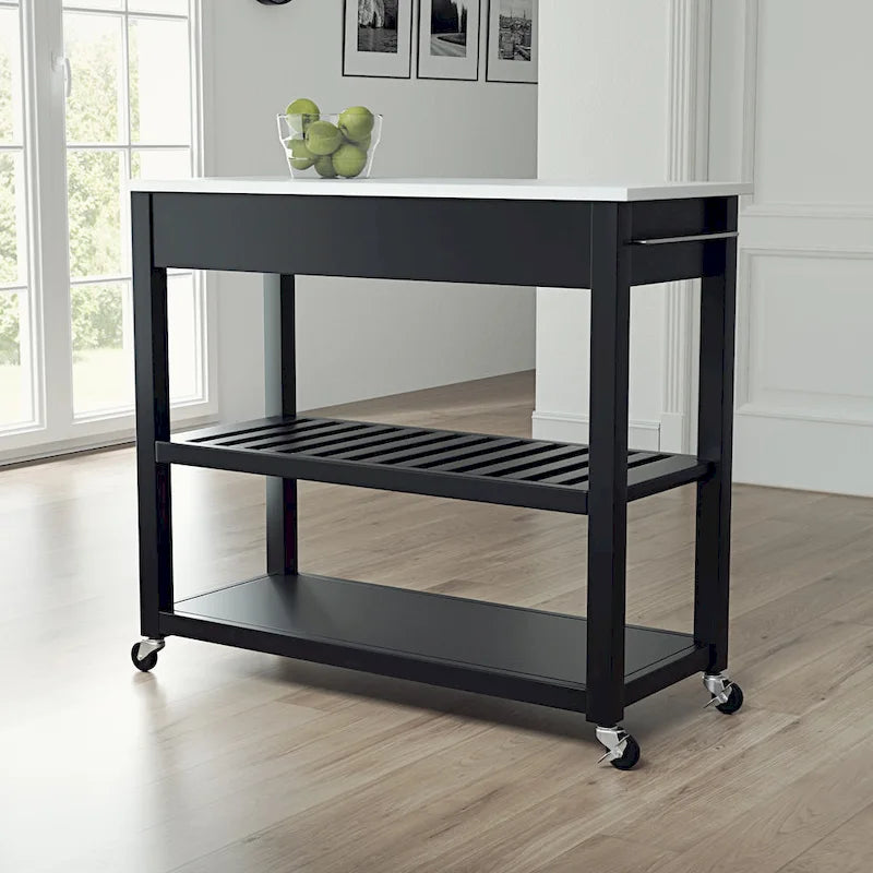 Desserte de cuisine en granit avec rangement – 109 cm (L) x 43 cm (P) x 89 cm (H)