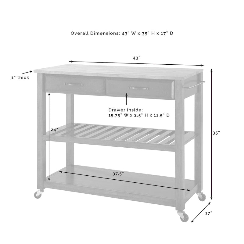 Desserte de cuisine en granit avec rangement – 109 cm (L) x 43 cm (P) x 89 cm (H)
