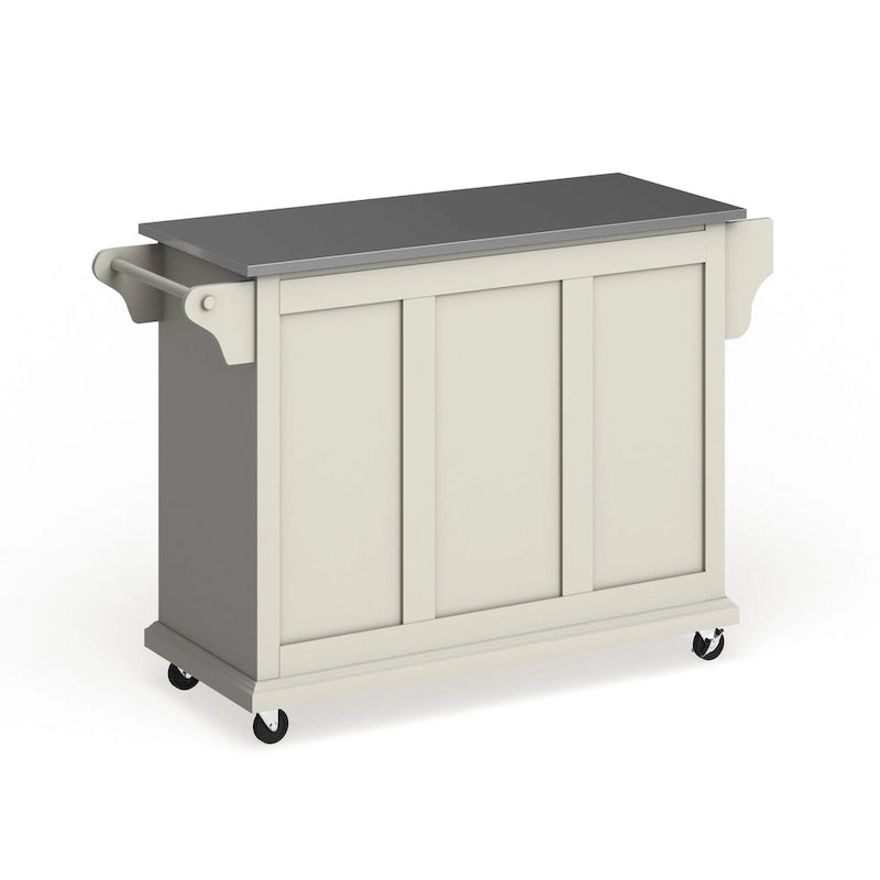 Chariot de cuisine blanc avec plateau en acier inoxydable