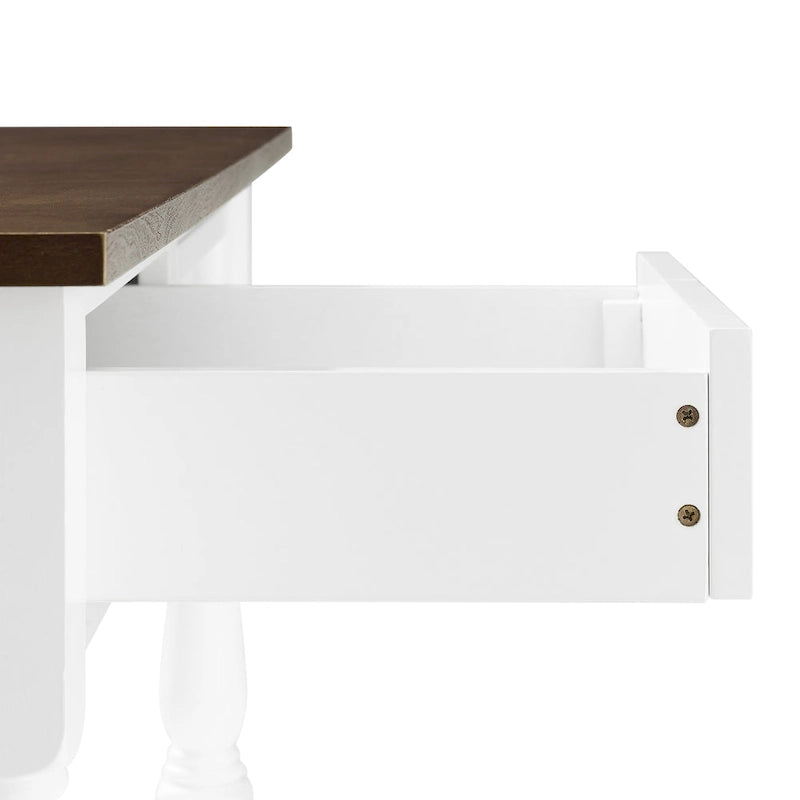 Îlot de cuisine avec plateau en bois et rangement — Blanc