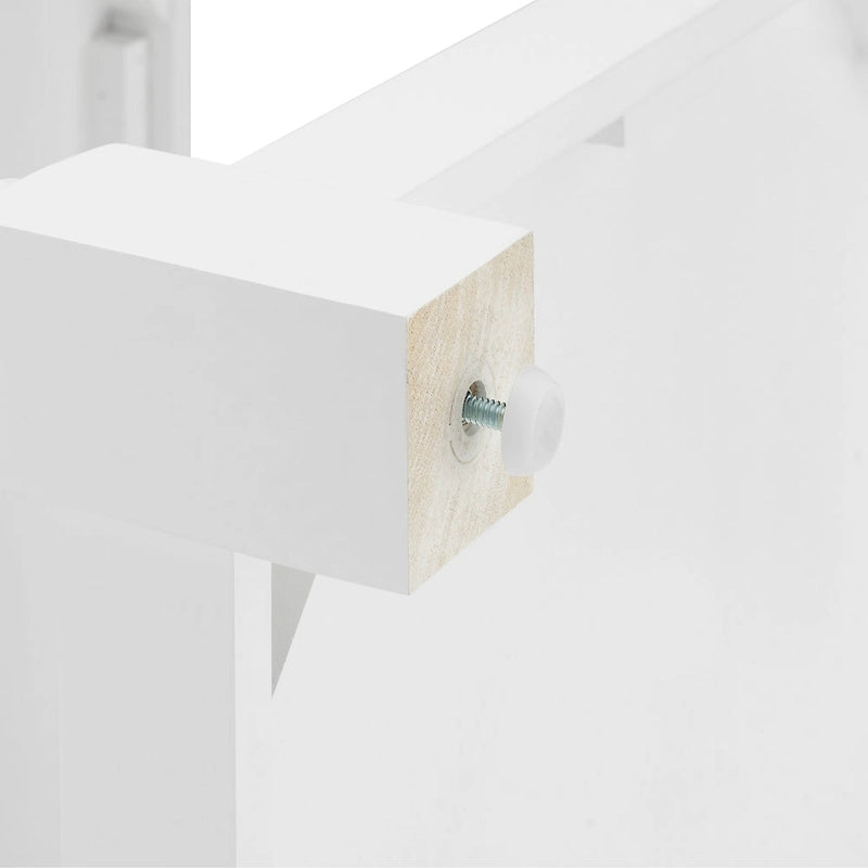 Îlot de cuisine avec plateau en bois et rangement — Blanc
