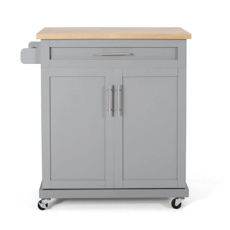 Desserte de cuisine contemporaine en bois avec tiroir, placard et roulettes blocables