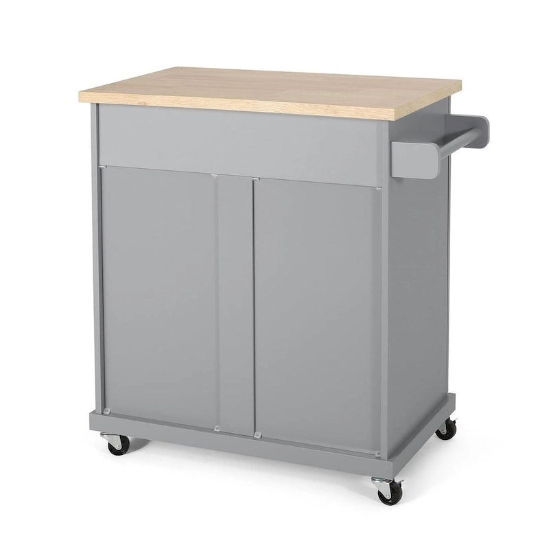 Desserte de cuisine contemporaine en bois avec tiroir, placard et roulettes blocables