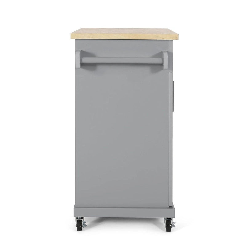 Desserte de cuisine contemporaine en bois avec tiroir, placard et roulettes blocables