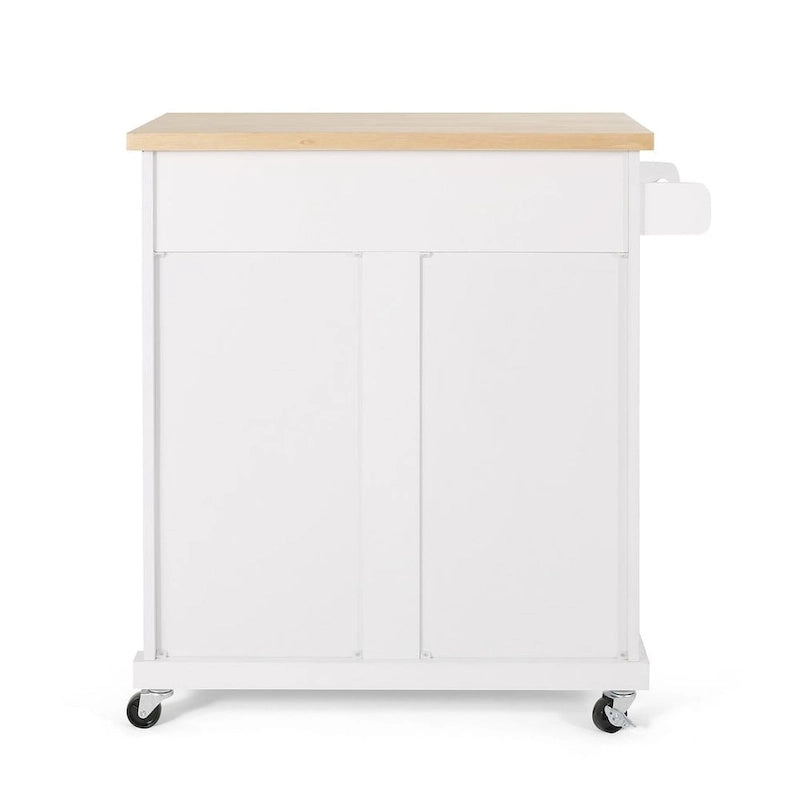 Desserte de cuisine contemporaine en bois avec tiroir, placard et roulettes blocables