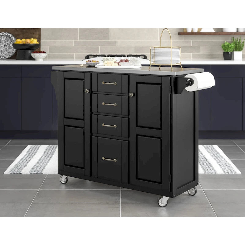 Chariot de cuisine supérieur en acier inoxydable noir