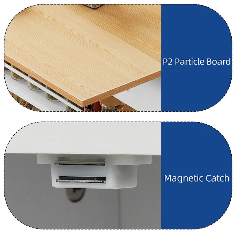 Îlot de cuisine escamotable avec meuble poubelle double basculant et prise de courant