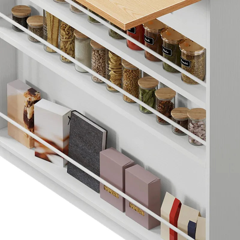 Îlot de cuisine escamotable avec meuble poubelle double basculant et prise de courant