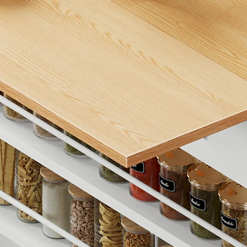 Îlot de cuisine escamotable avec meuble poubelle double basculant et prise de courant