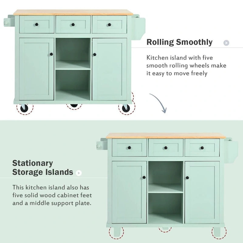 Desserte de cuisine roulante avec plateau en bois à abattant